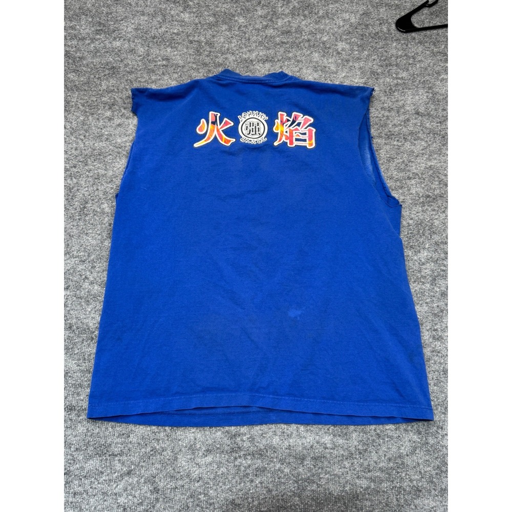 Vintage Johnny Blaze Fire Storm Sleeveless T-Shirt Blue XXL Graphic 90s Hip Hop - Picture 5 of 11